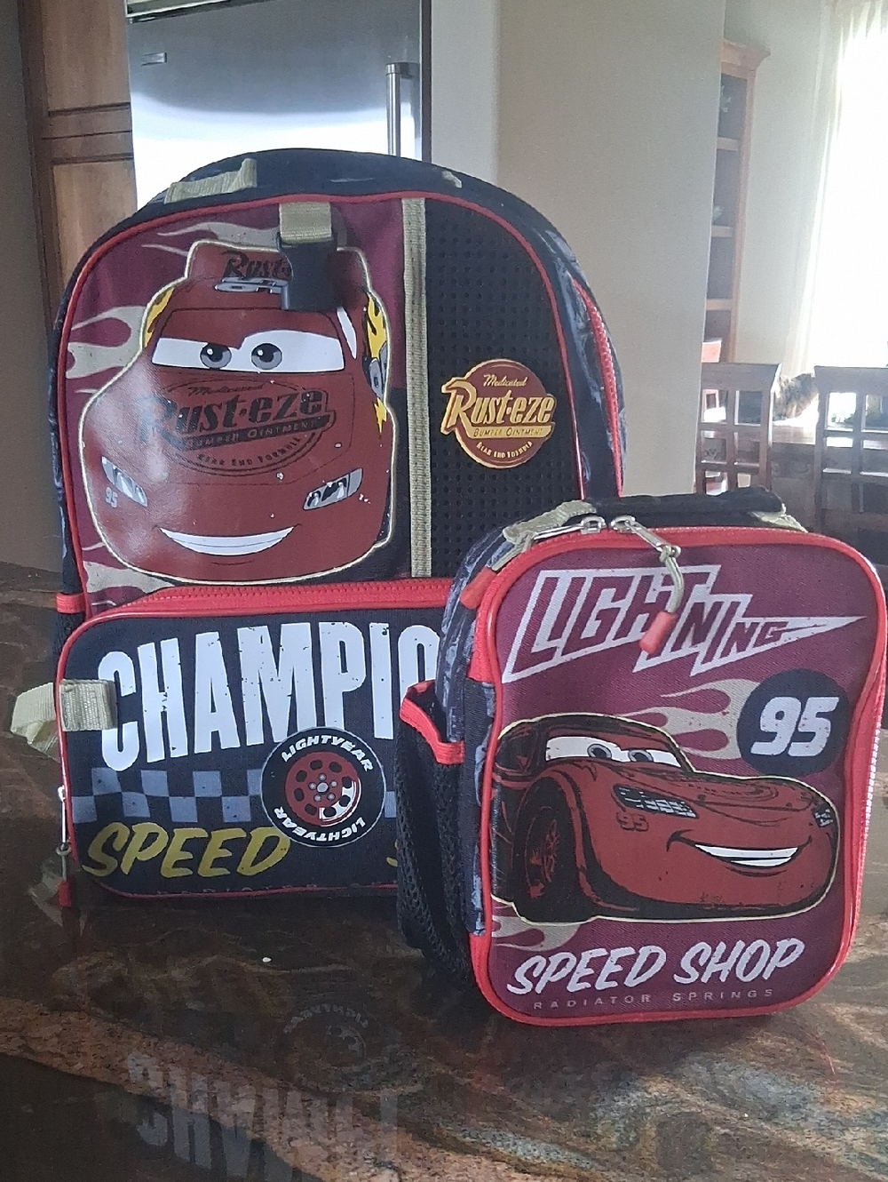 Lightning McQueen Kids Red Backpack & Lunch Bag Set